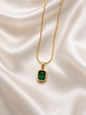 Emerald-Cut Green Crystal Pendant Necklace