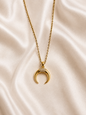 Crescent Horn Crystal Pendant Necklace