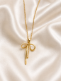 Pearl Ribbon Bow Pendant Necklace
