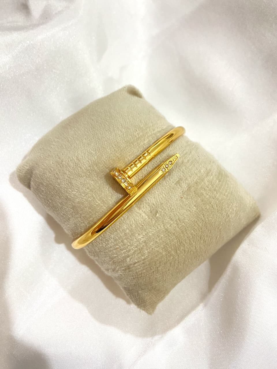 Crystal Nail Motif Bangle Bracelet