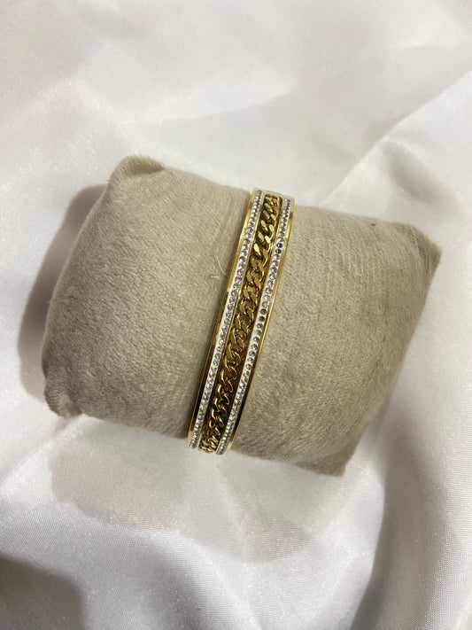 Regal Chain Crystal Cuff Bangle
