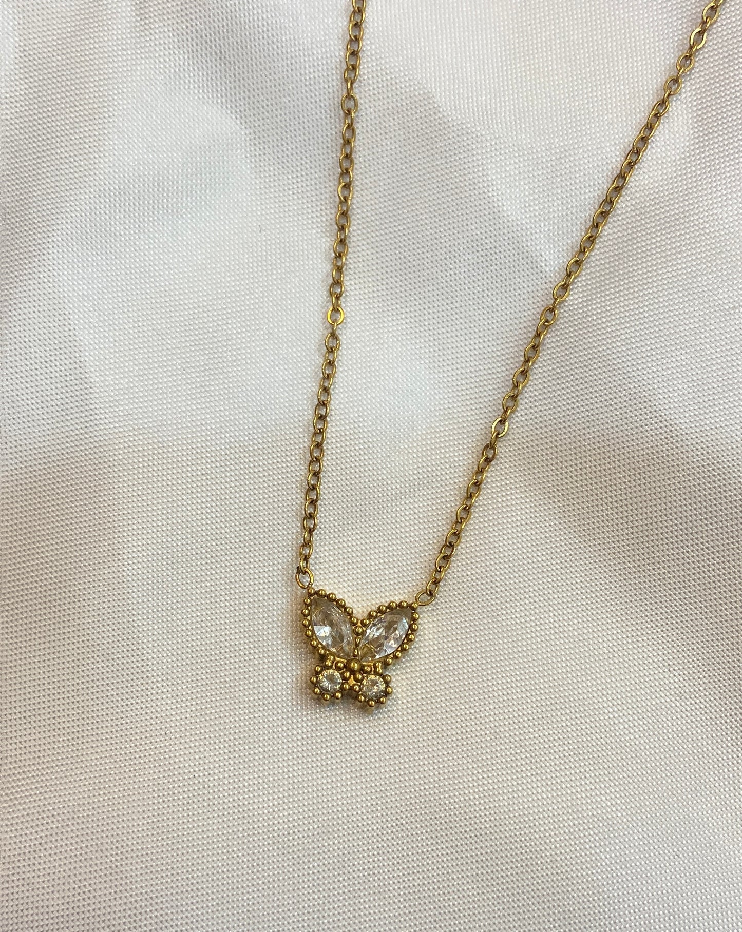 Crystal Butterfly Pendant Necklace
