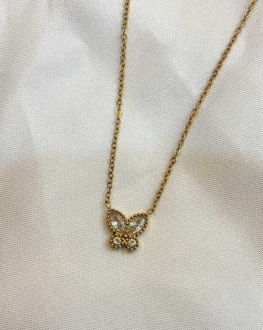 Crystal Butterfly Pendant Necklace