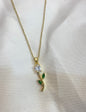 Green Leaf Crystal Pendant Necklace