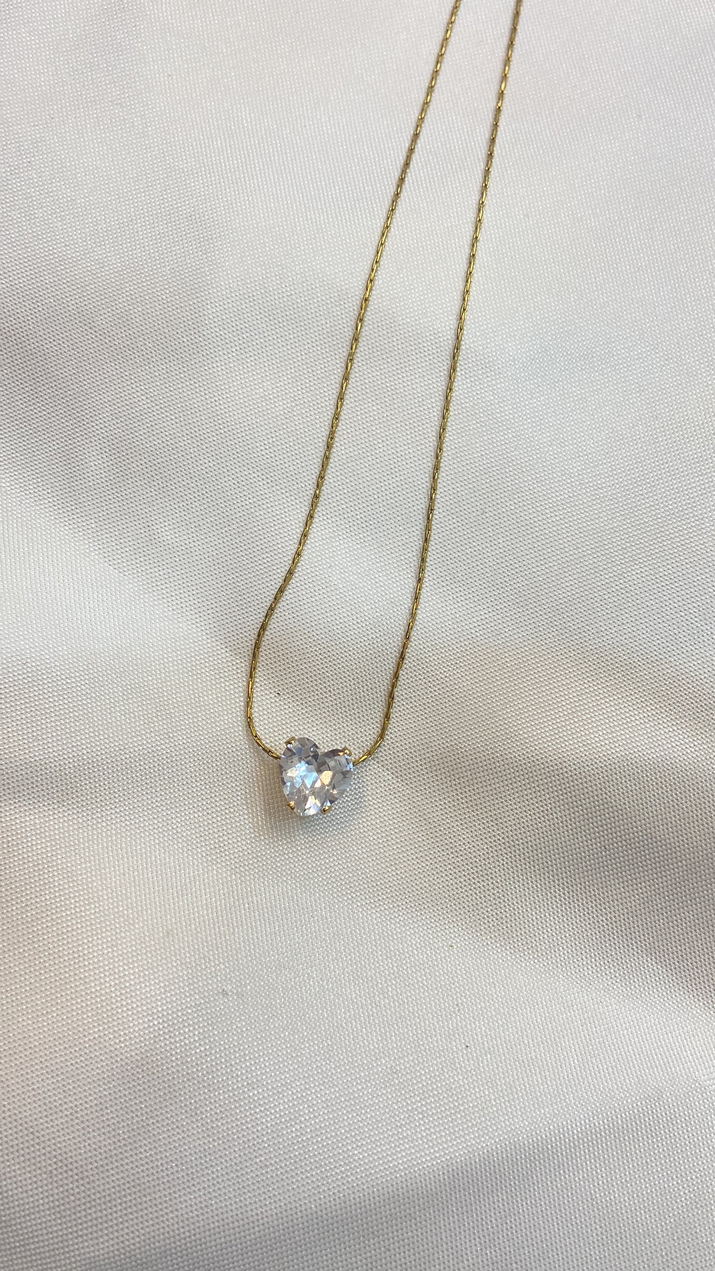 Heart Solitaire Crystal Pendant Necklace