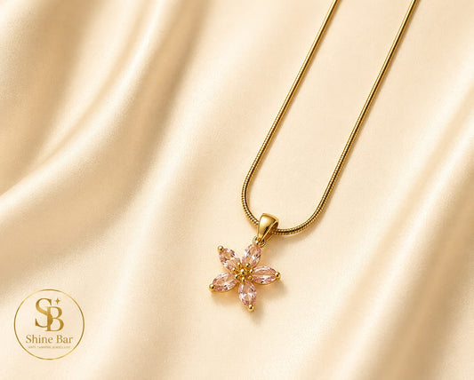 Pink Crystal Pendant Necklace